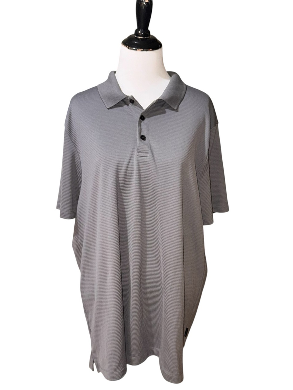 Perry Ellis Men's Size XL Polo Shirt Short Sleeve Top Ribbed Gray Lightweight